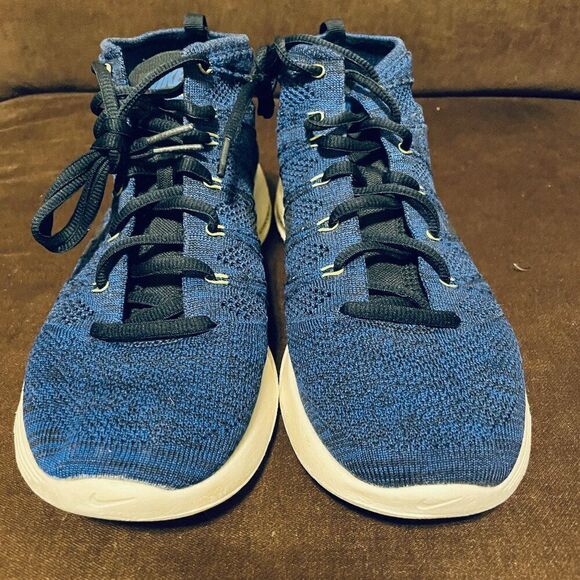 NIKE LUNAR FLYKNIT CHUKKA DARK OBSIDIAN-GAME ROYAL BLUE SZ 9.5 [554969-444] - Picture 2 of 12